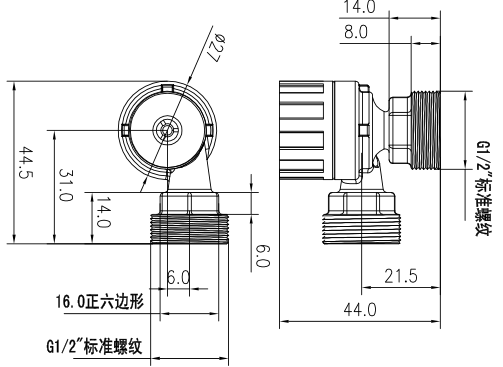 ZL25-05无刷直流微型水泵平面图