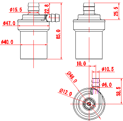 ZL38-29 热水器淋浴循环无刷水泵平面图